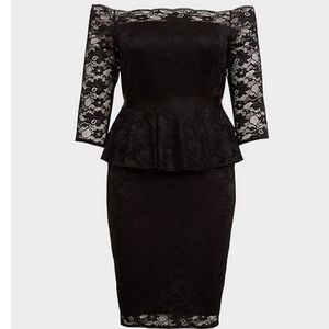 Torrid Size 16 Black Lace Off Shoulder Dress